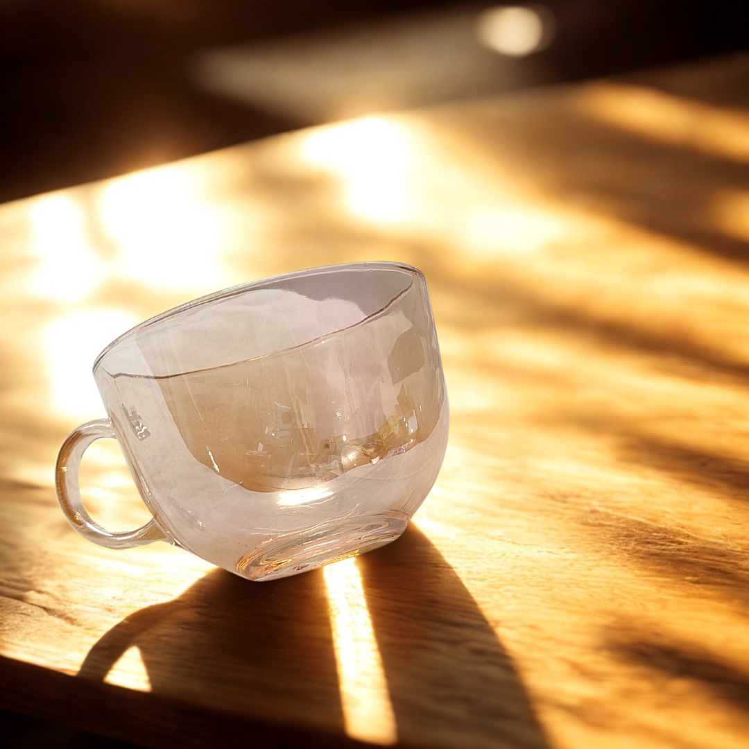 Transparent Glass Coffee Mug – Set of 2 (Rose Gold Tint)