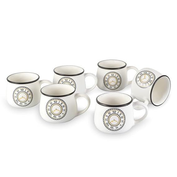 Vintage-Inspired Ceramic Chai & Coffee Cups – Set of 6 (200 ml)