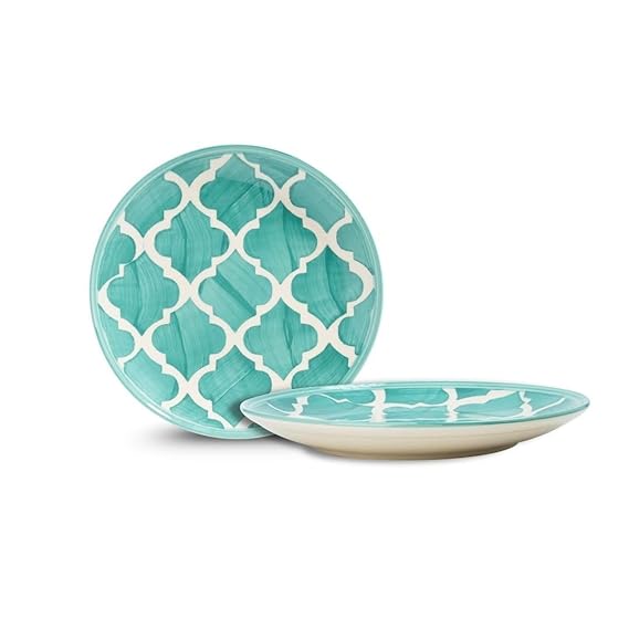 Aqua Lattice Ceramic Plate Set – Set of 2 (18 cm)
