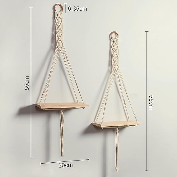 Boho Macramé Wall Hanging Plant Shelf (Set of 2)