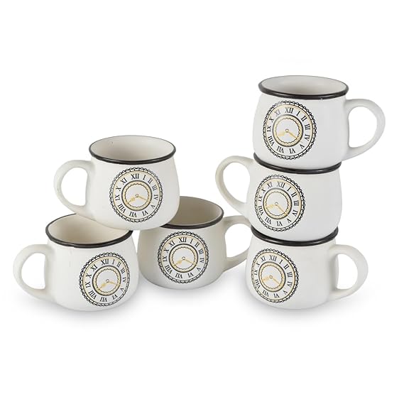Vintage-Inspired Ceramic Chai & Coffee Cups – Set of 6 (200 ml)