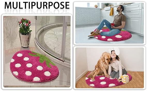 Strawberry Shaped Bathroom Mat – Soft & Cute Anti-Skid Rug