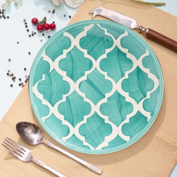 Aqua Lattice Ceramic Plate Set – Set of 2 (18 cm)
