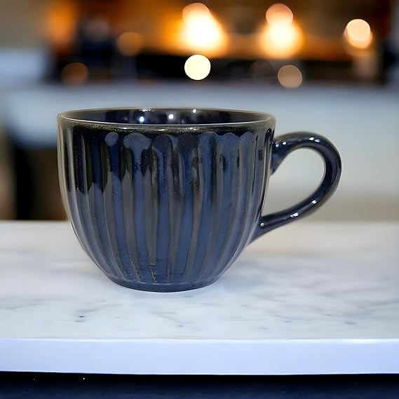 Boncel Blue Ceramic Tea & Coffee Mug Set – Set of 6 (150 ml each)