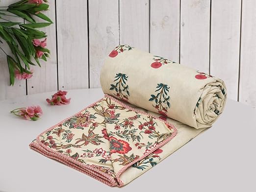 Pure Cotton Reversible Single Bed Dohar – Floral Print (60x90 Inch)