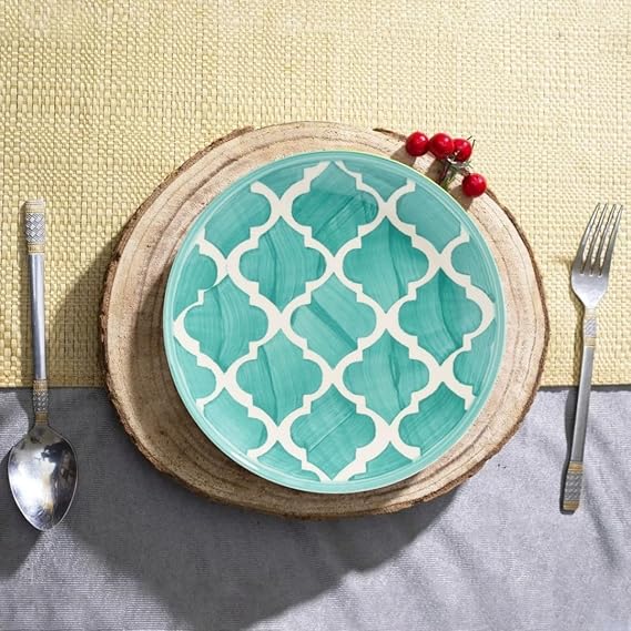 Aqua Lattice Ceramic Plate Set – Set of 2 (18 cm)