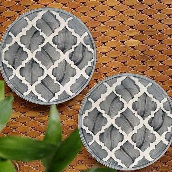 Moroccan Grey Ceramic Quarter Plates – Set of 2 (18 cm)