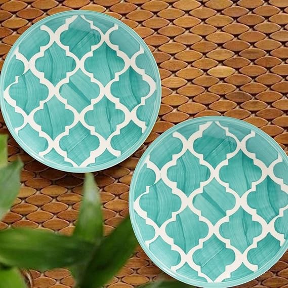 Aqua Lattice Ceramic Plate Set – Set of 2 (18 cm)