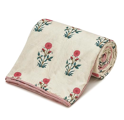 Pure Cotton Reversible Single Bed Dohar – Floral Print (60x90 Inch)