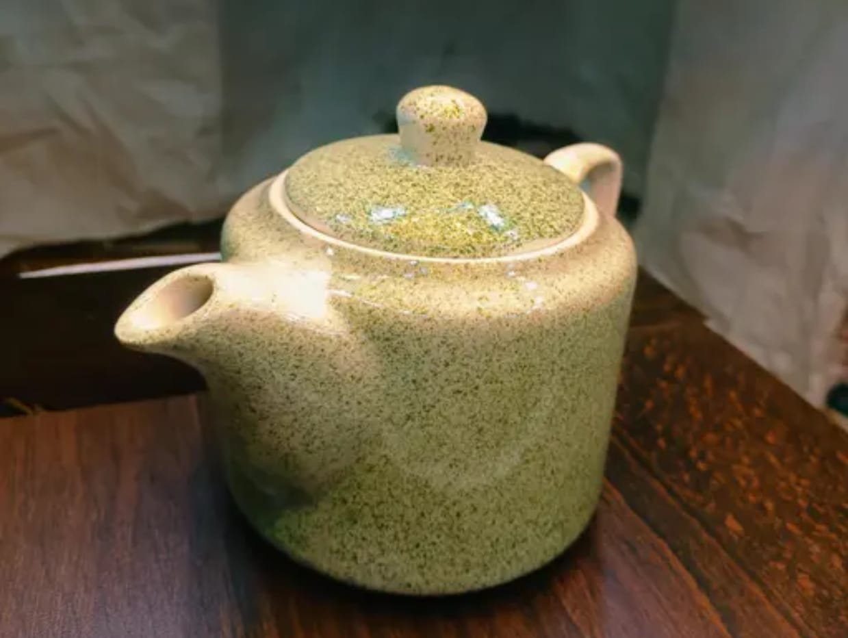 Speckled Green Ceramic Kettle & Cup Set – 5-Piece Tea Set