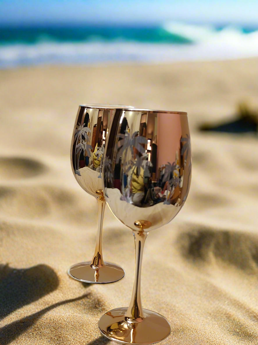 Golden Palm Luxury Wine Glasses – Set of 2
