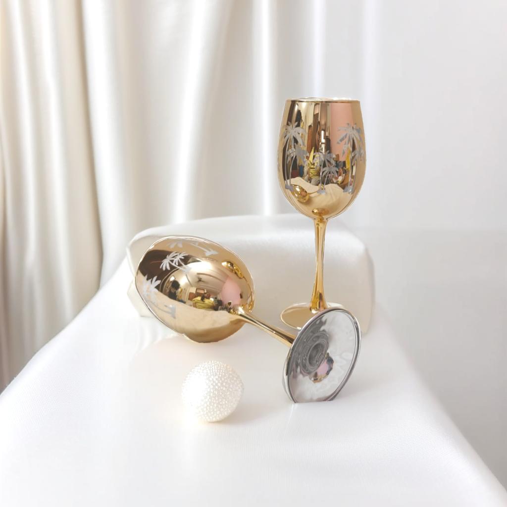 Golden Palm Luxury Wine Glasses – Set of 2