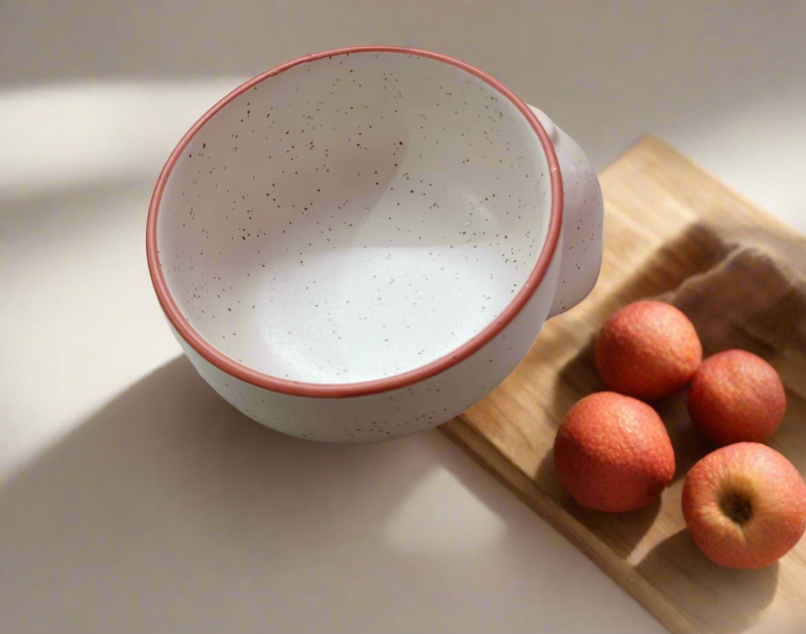 Speckled Beige Ceramic Bowl – Minimal Matte Finish - Set of 2