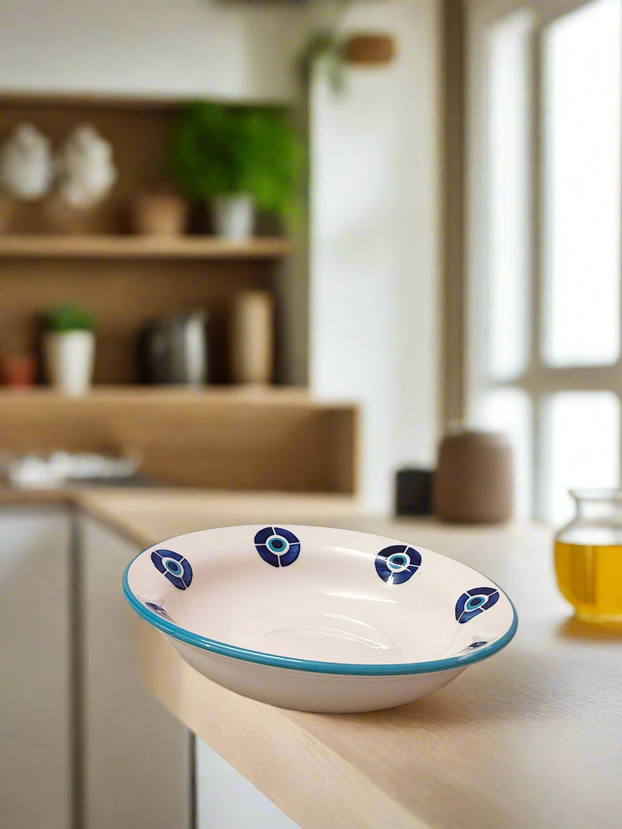 Evil Eye Motif Ceramic Bowl – Set of 2 (Handcrafted)