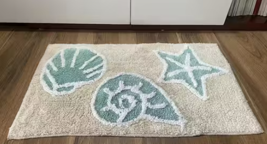 Ocean Shells Bathroom Mat – Soft & Absorbent | Anti-Slip