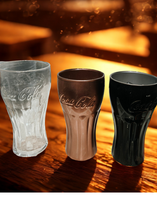 Coca-Cola Contour Glasses – Set of 3 (Clear, Bronze, Black)