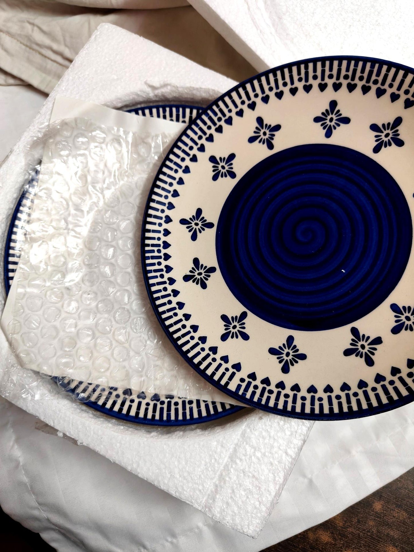 Blue & White Quarter Ceramic Plate – Single or Set of 2