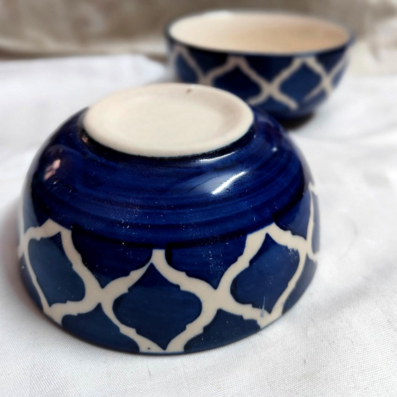 Blue Pattern Ceramic Bowl - Set of 2