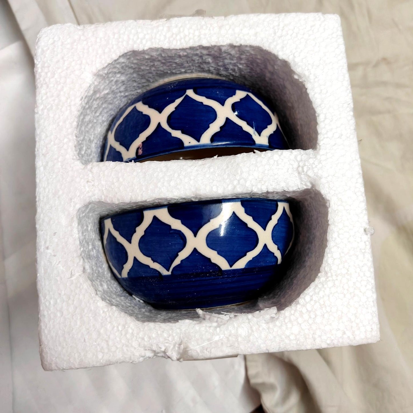 Blue Pattern Ceramic Bowl - Set of 2