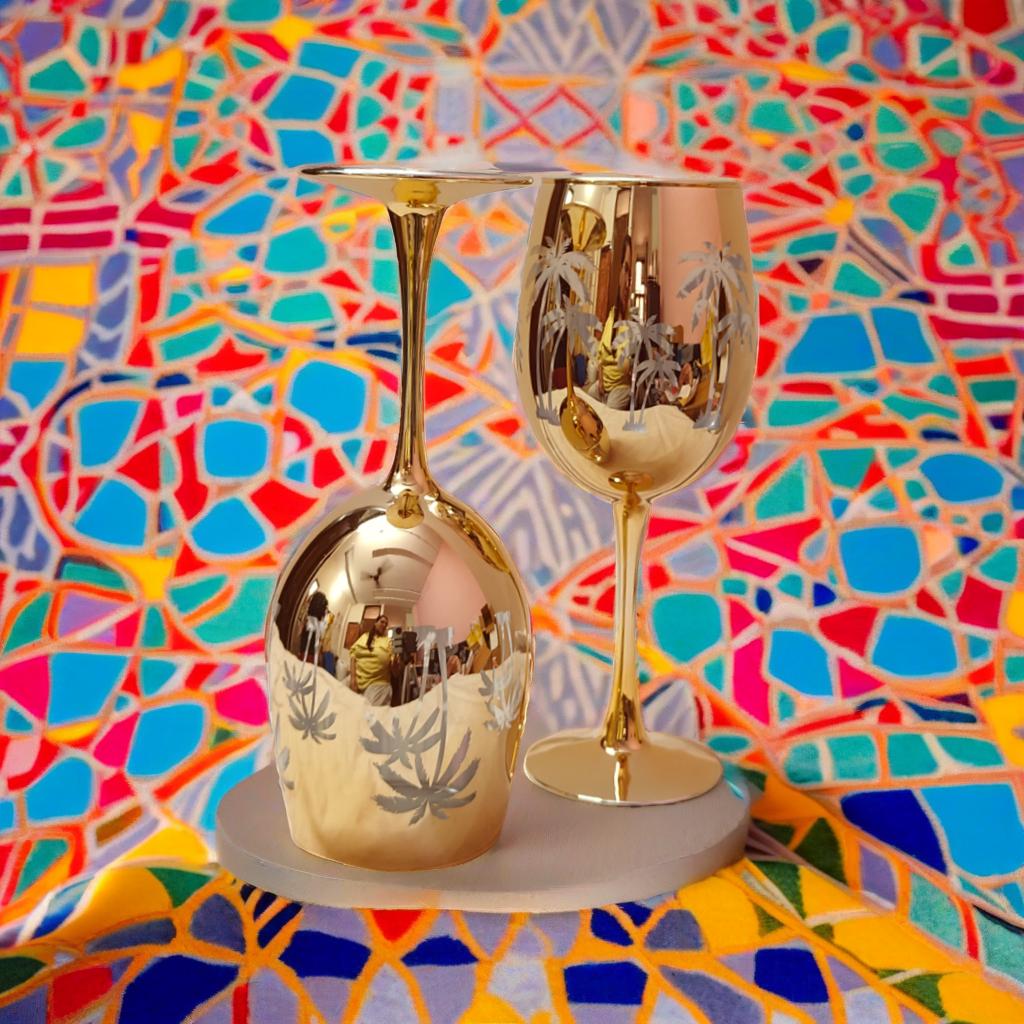 Golden Palm Luxury Wine Glasses – Set of 2