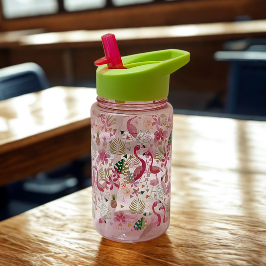 Kids Printed Sipper Bottle – Flamingo Pink & Dino Blue (Leak-Proof)