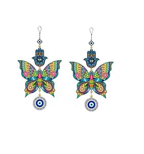 Evil Eye & Butterfly Wall Hanging Set (Set of 2) – Boho Protection Decor