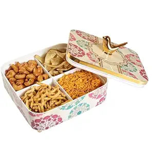 Royal Moroccan-Inspired Dry Fruit Box with Handle – 4-Compartment Premium Storage