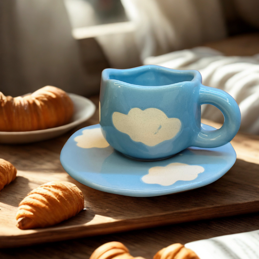 Blue Skies – Cloud Ceramic Cup & Saucer Set