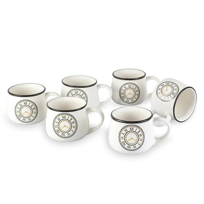Vintage-Inspired Ceramic Chai & Coffee Cups – Set of 6 (200 ml)