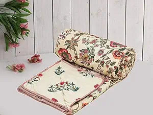 Pure Cotton Reversible Single Bed Dohar – Floral Print (60x90 Inch)