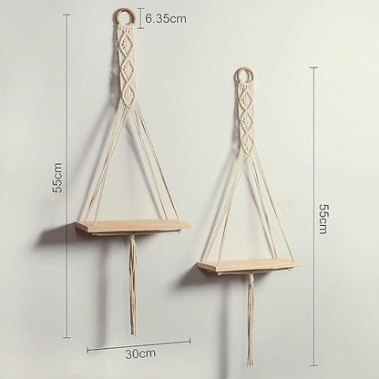 Boho Macramé Wall Hanging Plant Shelf (Set of 2)