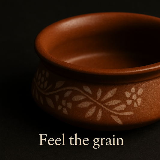 Handcrafted Terracotta Ashtray – White Floral Vine Design