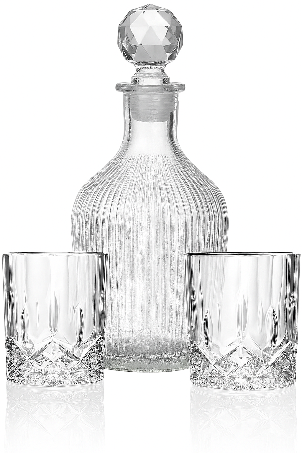 European Luxe Ribbed Whiskey Decanter – 500 ml