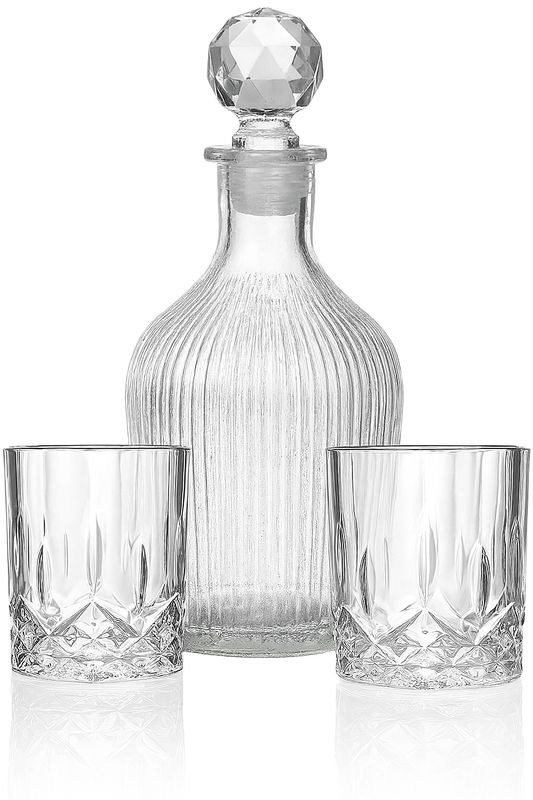 European Luxe Ribbed Whiskey Decanter – 500 ml