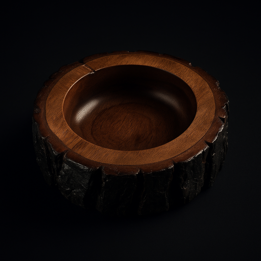 Rustic Wooden Tree Bark Ashtray – Handcrafted from Natural Wood