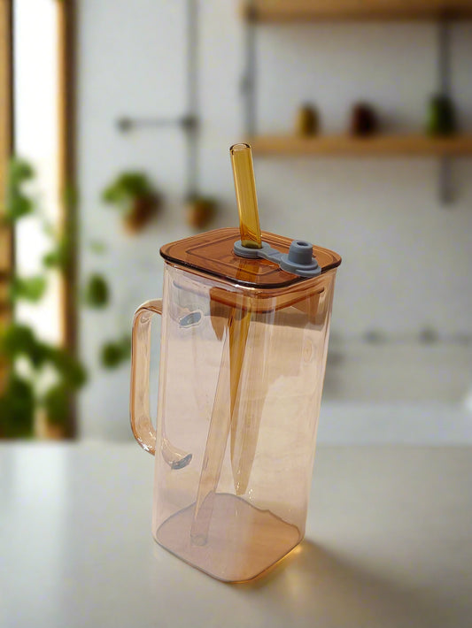 Rose Gold Square Sipper Glass with Straw – Luxe Hydration