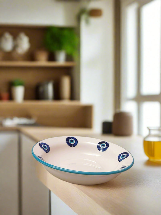Evil Eye Motif Ceramic Bowl – Set of 2 (Handcrafted)