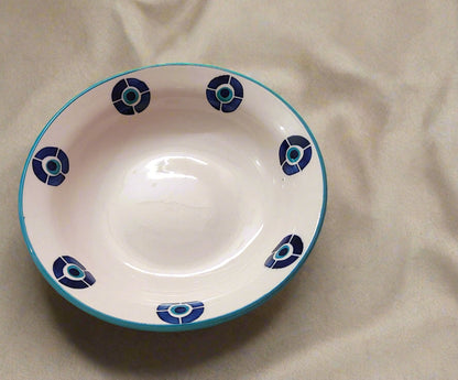Evil Eye Motif Ceramic Bowl – Set of 2 (Handcrafted)