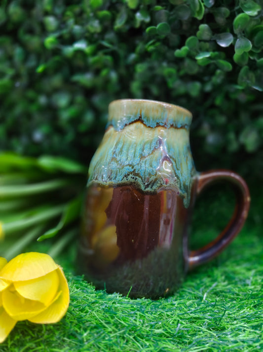 Handcrafted Glaze Finish Mug – Earthy Brown & Aqua