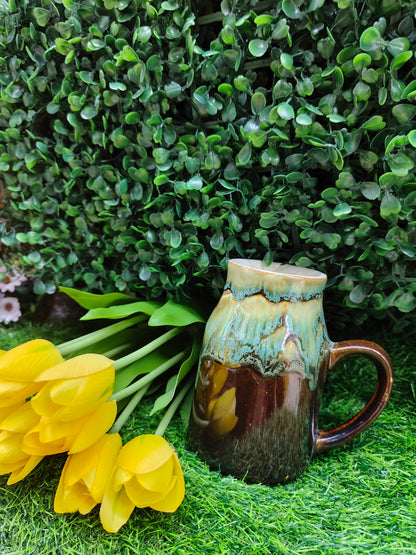 Handcrafted Glaze Finish Mug – Earthy Brown & Aqua