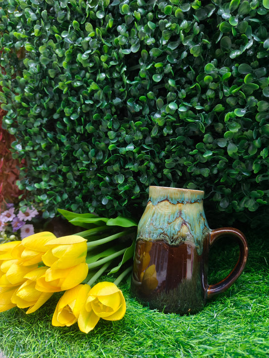 Handcrafted Glaze Finish Mug – Earthy Brown & Aqua
