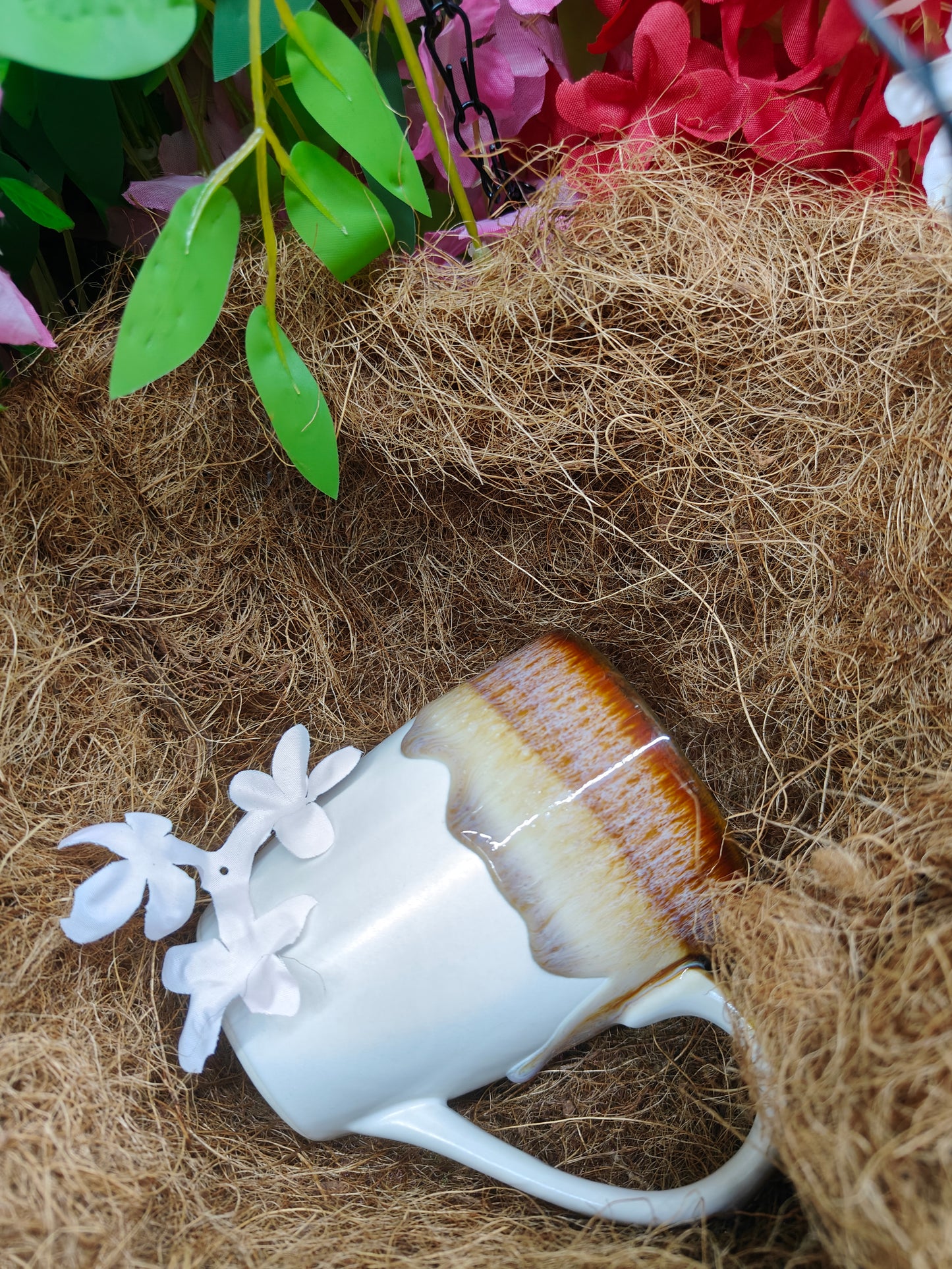 Gradient Glaze Ceramic Mug – White & Burnt Caramel