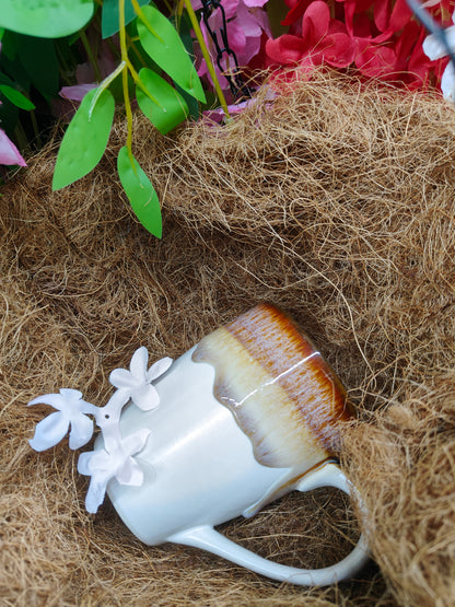 Gradient Glaze Ceramic Mug – White & Burnt Caramel