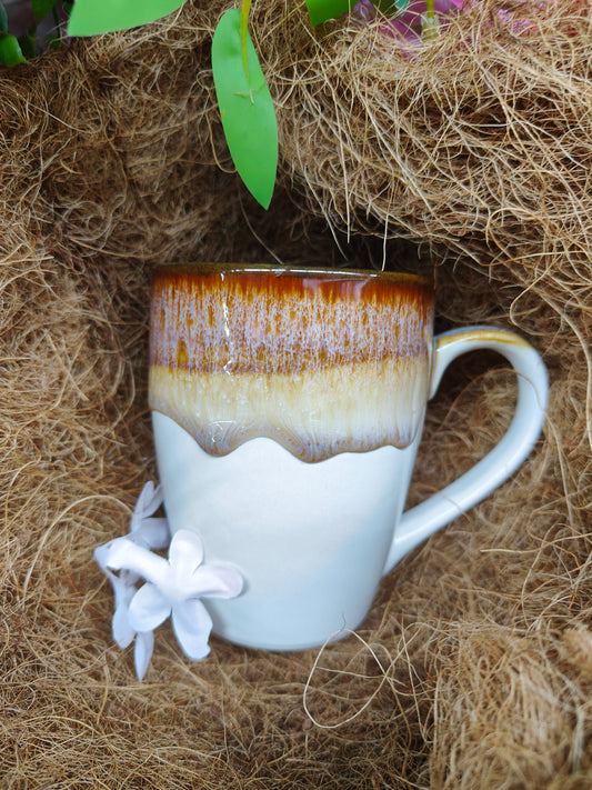 Gradient Glaze Ceramic Mug – White & Burnt Caramel