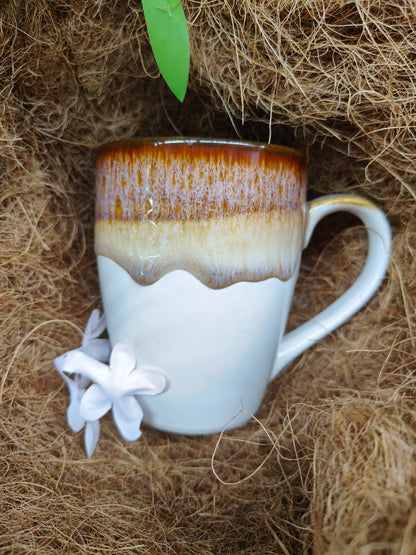 Gradient Glaze Ceramic Mug – White & Burnt Caramel