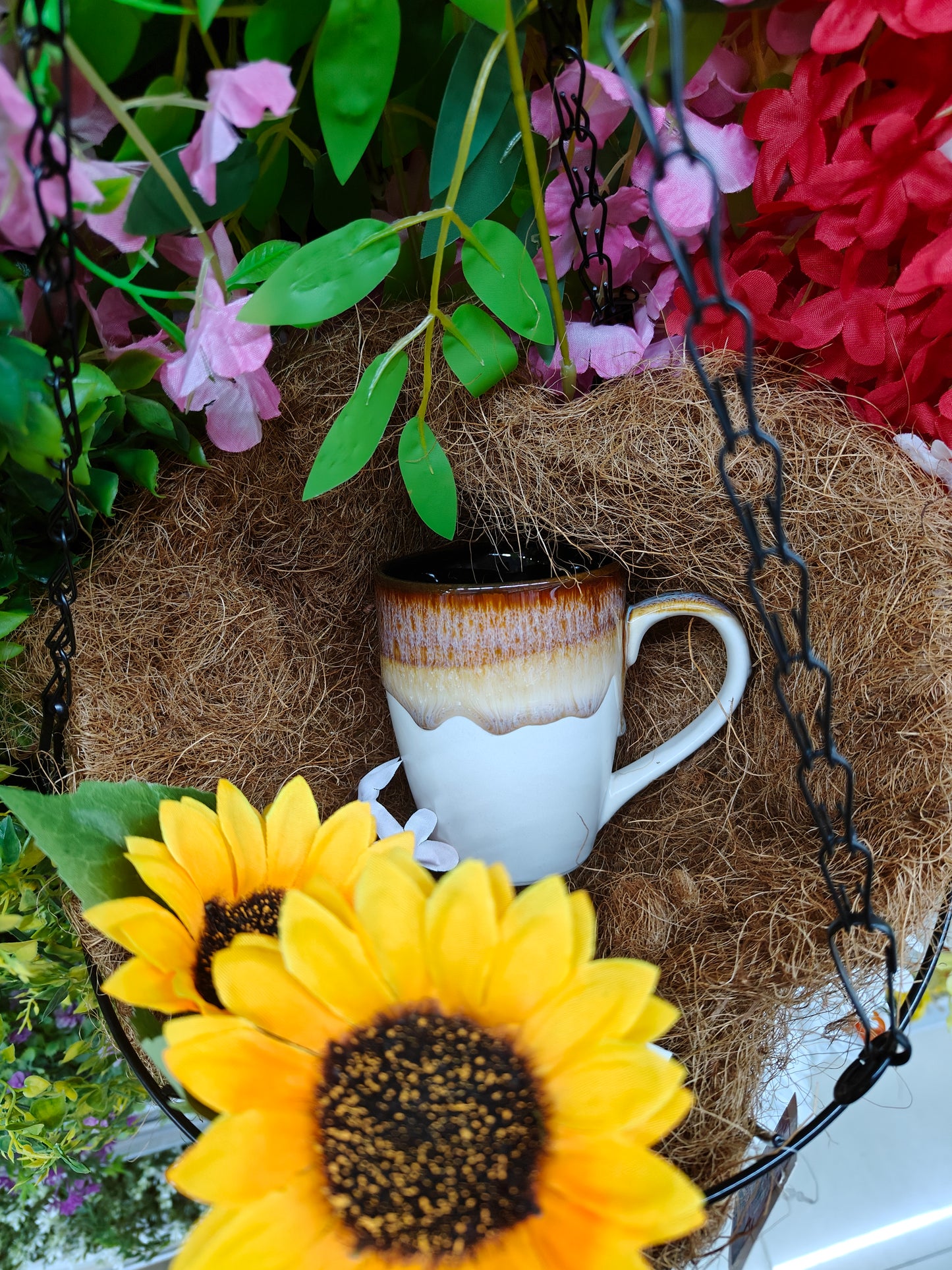 Gradient Glaze Ceramic Mug – White & Burnt Caramel