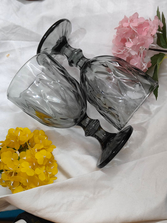 Smokey Diamond-Cut Wine Glasses – Set of 2