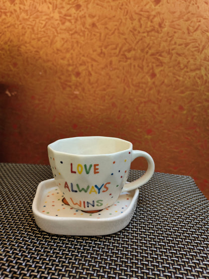 Love Always Wins – Ceramic Cup & Saucer Set