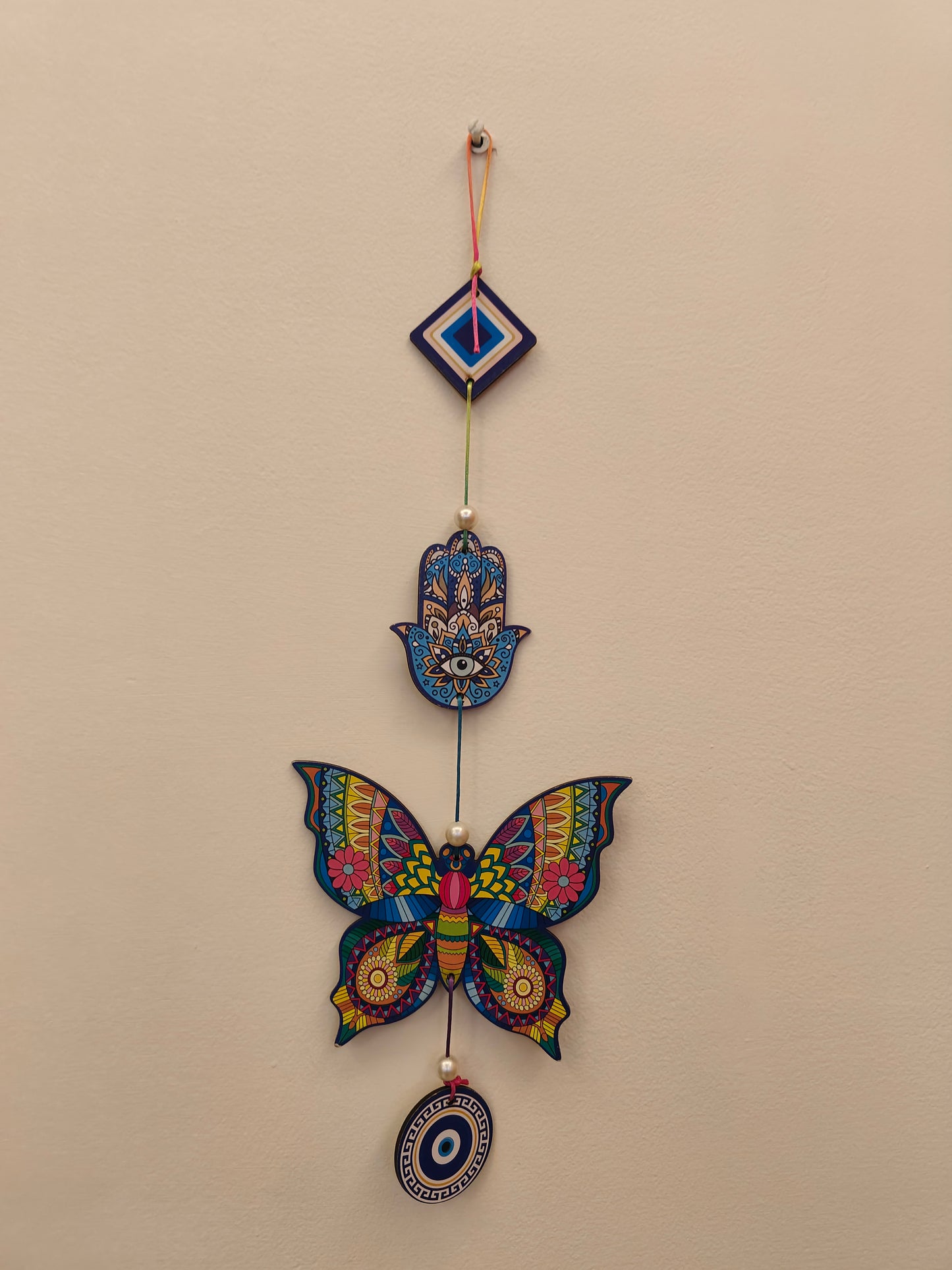 Evil Eye & Butterfly Wall Hanging Set (Set of 2) – Boho Protection Decor