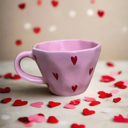 Pink Heart Ceramic Cup
